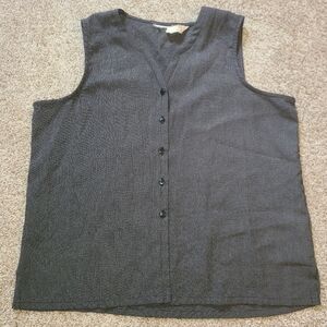 Vintage Sleevless Tank Vest Button Down Blouse